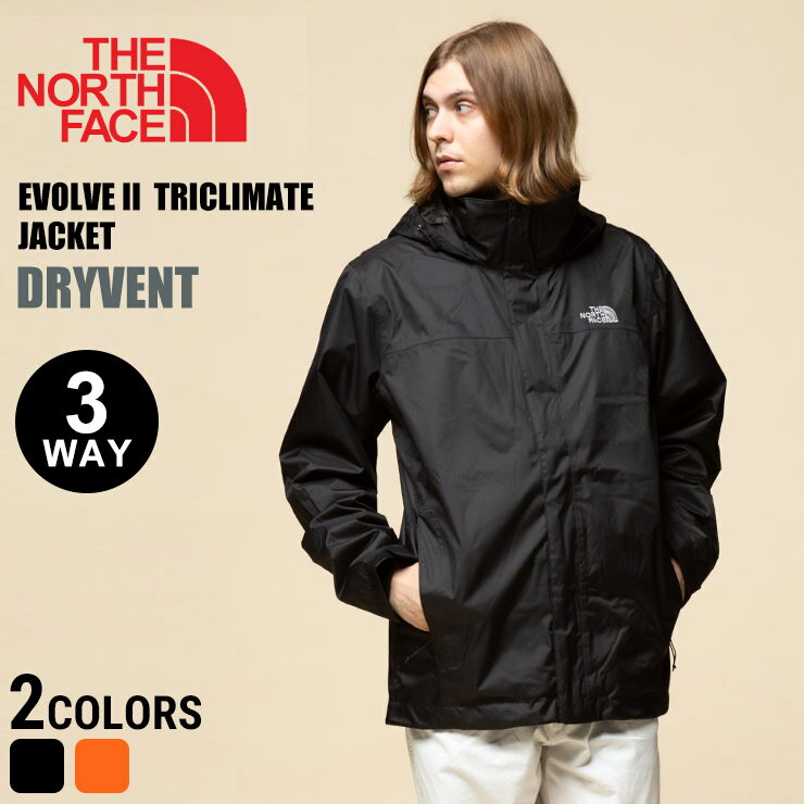 ザ ノースフェイス ジャケット THE NORTH FACE 3WAY ロゴ刺繍 フリースライナー フード フルジップ ジャケット EVOLVE 2 TRI JKT メンズ 男性 トップス アウター ジャケット ブルゾン ライナー 秋 冬 パーカー アウトドア NF00CG55