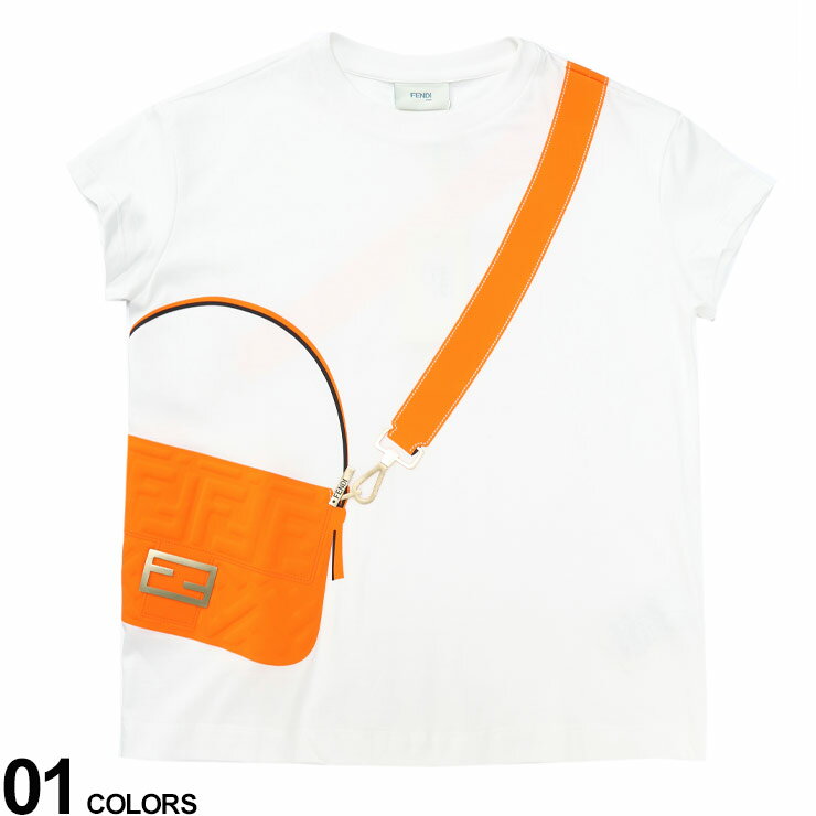 FENDI フェンディ ボディバッグプリント クルーネック 半袖 Tシャツ ブランド キッズ 子供服 トップス Tシャツ 半袖 シャツ 丸首 FDKJFI242