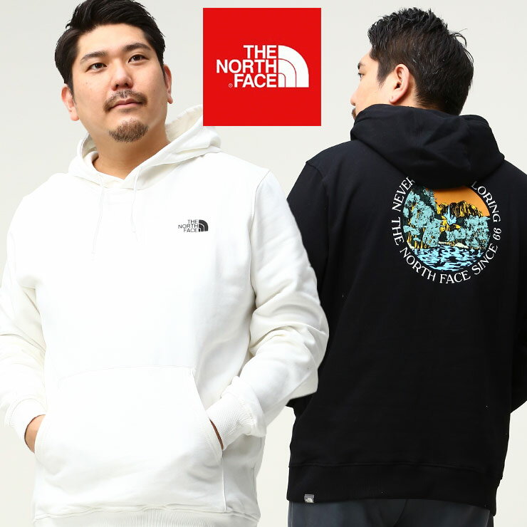 ノースフェイス パーカー 大きいサイズ メンズ 裏起毛 プリント プルオーバー MEN’S SEASONAL GRAPHIC HOODIE プルパーカー ガーデニアホワイト ブラック 1XL 2XL THE NORTH FACE 23SSBTS