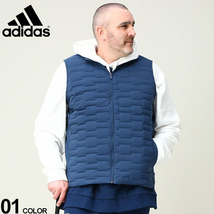 アディダス ゴルフ ダウンベスト 大きいサイズ メンズ フルジップ FROST GUARD VEST ジレ スポーツ ネイビー 1XL 2XL adidas