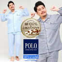 パジャマ 上下セット 大きいサイズ メンズ 綿100％ ギンガムチェック サックス ネイビー 3L 4L 5L 6L POLO BCS ポロ ビーシーエス 23PAJA