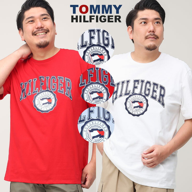 半袖 Tシャツ 大きいサイズ メンズ ロゴプリント クルーネック VARSITY FLAG SS TEE プリント 春 夏 ホワイト レッド サックス 1XL 2XL TOMMY HILFIGER トミーヒルフィガー