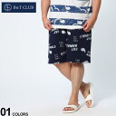 エントリーでさらにポイント+4倍 ショートパンツ 大きいサイズ メンズ FATANIMALS クジラ総柄 ショーツ 半ズボン 春 夏 ネイビー 3L 4L 5L 6L 7L 8L 9L 相当 B＆T CLUB ビーアンドティークラブ