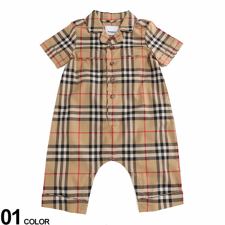 バーバリー　ベビー服 BURBERRY バーバリー ヴィンテージチェック ストレッチコットン プレイスーツ ブランド キッズ 子供服 ベビー服 カバーオール ロンパース BBK8062042