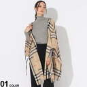 バーバリー マフラー（レディース） BURBERRY バーバリー コットン チェック ドローコード ケープ ブランド レディース アウター ケープ チェック BBL8072618