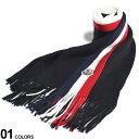 MONCLER モンクレール トリコロール リブ マフラー ブランド メンズ 男性 ストール マフラー フリンジ ウール MC3C00015A9575