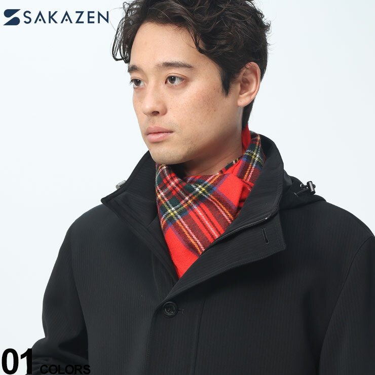 SAKAZEN サカゼン Mallalieus ウール100％ チェック マフラー メンズ ビジネス 紳士 マフラー フリンジ..