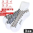 クォーターソックス 3足セット 大きいサイズ メンズ JERSEYS 消臭 チェック ソックス ショート クルー ホワイト 29.0cm EDWIN エドウィン