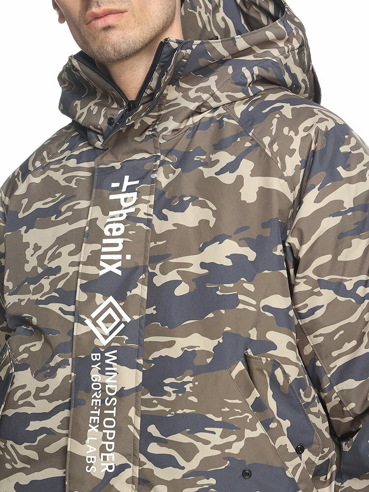 +phenix (プラスフェニックス) 迷彩柄 フルジップ ダウンジャケット GORE-TEXブランド メンズ 男性 アウター ジャケット ブルゾン ダウン PXPOO23050