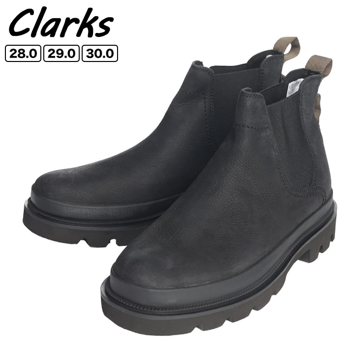 ショート ブーツ 大きいサイズ メンズ サイドゴア バデルトップ レザー ブラック 28.0cm 29.0cm 30.0cm Clarks クラークス