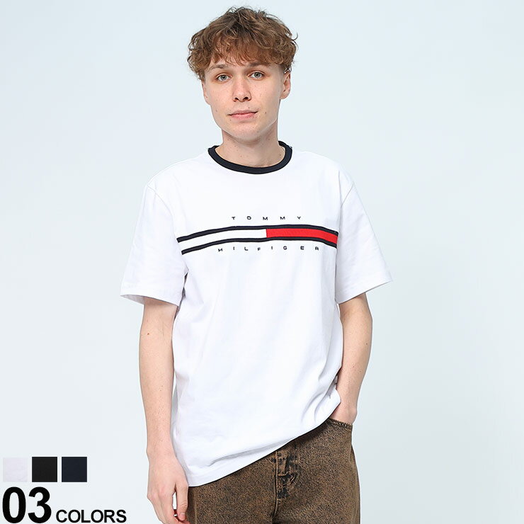 TOMMY HILFIGER (トミーヒルフィガー) ライン クルーネック 半袖 Tシャツ M TINO TEEメンズ 男性 トップス シャツ Tシャツ クルー 半袖 コットン 7849807D12