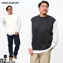 LOUIS CHAVLON ルイシャブロン 長袖 Tシャツ 袖布帛切り替え レイヤード風 クルーネック トップス Tシャツ 長袖 ロンT 大きいサイズ メンズ 3L 4L 5L ホワイト ブラック