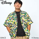 MICKEY MOUSE ミッキーマウス ディズニー / 半袖 シャツ 大きいサイズ メンズ 総柄 オープンカラー アロハシャツ 3L 4L 5L 6L 7L ...