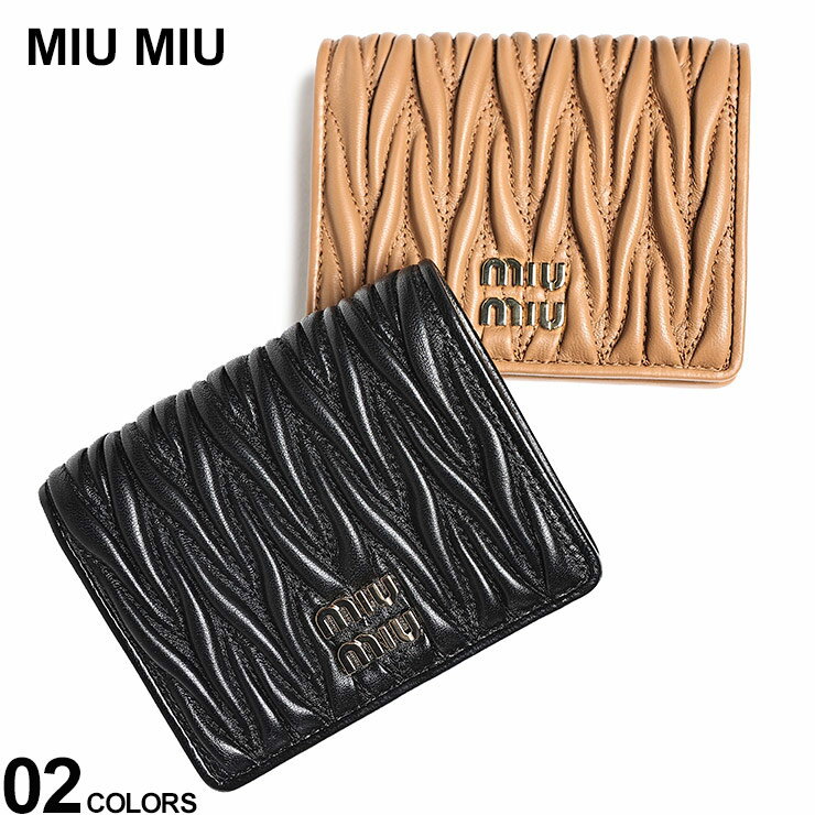 ミュウミュウ 財布（レディース） ミュウミュウ MIUMIU マテラッセレザー メタルロゴ 二つ折り 財布 MIU5MV204 ブランド レディース 財布 ウォレット 折り財布 ミニ