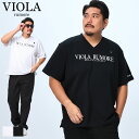 VIOLA rumore ヴィオラルモーレ 半袖 Tシャツ 3L 4L 5L 大きいサイズ メンズ ストレッチ フロントロゴ Vネック オーバーステッチ トップス 白 黒
