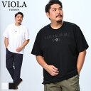 VIOLA rumore ヴィオラルモーレ 半袖 Tシャツ 3L 4L 5L 大きいサイズ メンズ ストレッチ フロッキープリント ラメ トップス Tシャツ 半袖 白 黒
