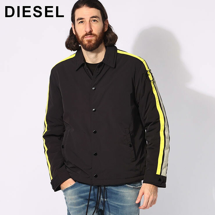 ディーゼル DIESEL ナイロン サイドストライプ 袖ロゴ フルボタン コーチジャケット DSA148630WIAA ブランド メンズ 男性 アウター ジャケット ブルゾン