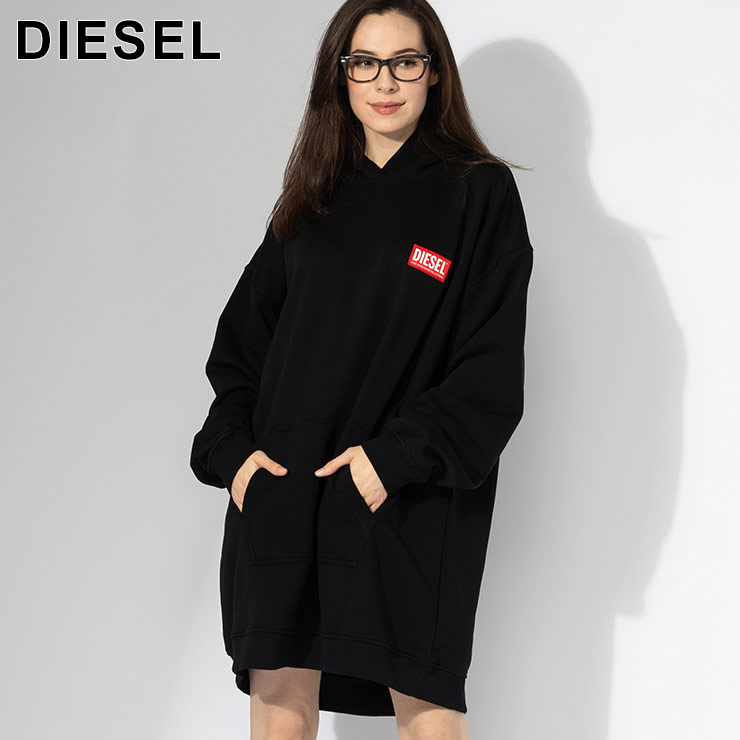 ディーゼル DIESEL ボックスロゴ ポケット付き パーカーワンピース DSLA149300ILAC ブランド レディース トップス ワンピース プルオーバー 長袖
