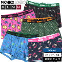 MICHIKO LONDON ミチコロンドン ボクサーパンツ 大きいサイズ メンズ ストレッチ 軽量 総柄 前閉じ 肌着 下着 プリント 3L 4L 5L 6L