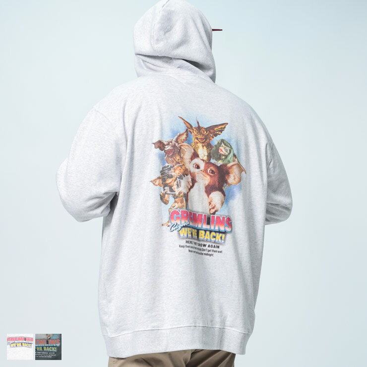 GREMLINS グレムリン フルジップ パーカー 大きいサイズ メンズ グレムリン バックプリント