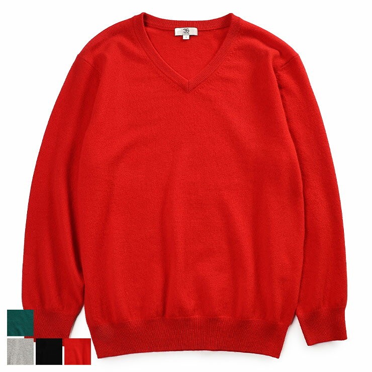 DESHENG (デシェン) カシミヤ100% 無地 Vネック セーター 24RVN004 メンズ 男性 トップス ニット セーター プルオーバー 長袖 秋冬