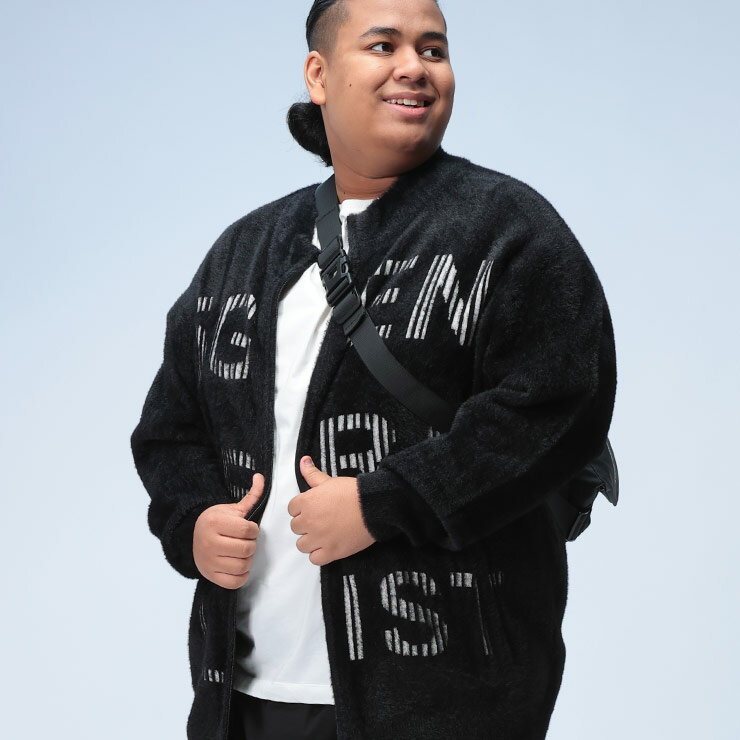 HENRY VAL ヘンリーバル ジャガード セーター 大きいサイズ メンズ ウォッシャブル 裏シャギー フルジップ トップス ニット カーディガン リブ 秋冬...