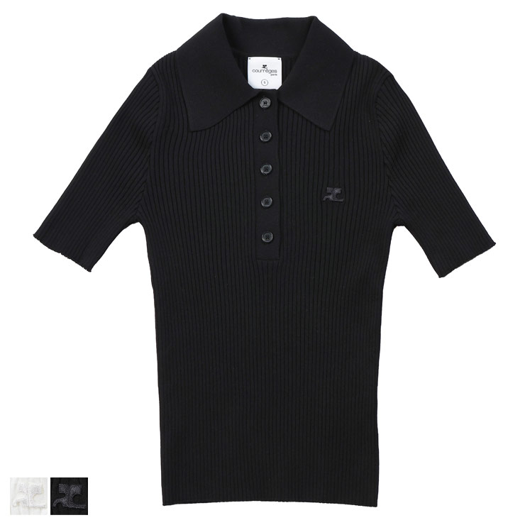 クレージュ courreges リブニット ロゴ刺繍 半袖 ポロシャツ CORVESMPO029F11 ブランド レディース トップス シャツ ポロシャツ ニット 春 夏