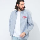 ディーゼル DIESEL ロゴ刺繍 ストライプ 長袖 シャツ DSA146390DNAN ブランド メンズ 男性 トップス シャツ コットン カジュアル
