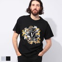 ヴェルサーチェ ジーンズ クチュール VERSACE JEANS COUTURE レターエンブレム ロゴ クルーネック 半袖 Tシャツ VC78GAHC01 ブ...