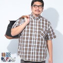 WEB限定 半袖シャツ 3L 4L 5L 6L 7L 8L 9L 10L相当 ブロードチェック ボタンダウン 綿100% コットン 大きいサイズ メンズ トップ...
