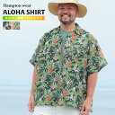 【10%OFFクーポン対象】アロハシャツ メッシュ 総柄 半袖 3L 4L 5L 6L 7L 8L 9L 相当 大きいサイズ メンズ トップス シャツ 開襟シャツ 春 夏 リゾート 休日 連休 Hampton wear ハンプトンウェア