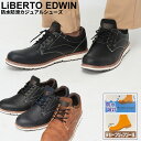 LiBERTO EDWIN リベルト エドウィン レザーシューズ 29.0cm 30.0cm 合成皮革 大きいサイズ メンズ 防水 防滑 レースアップ ローカット スニーカー カジュアル 靴 ブラック キャメル ネイビー