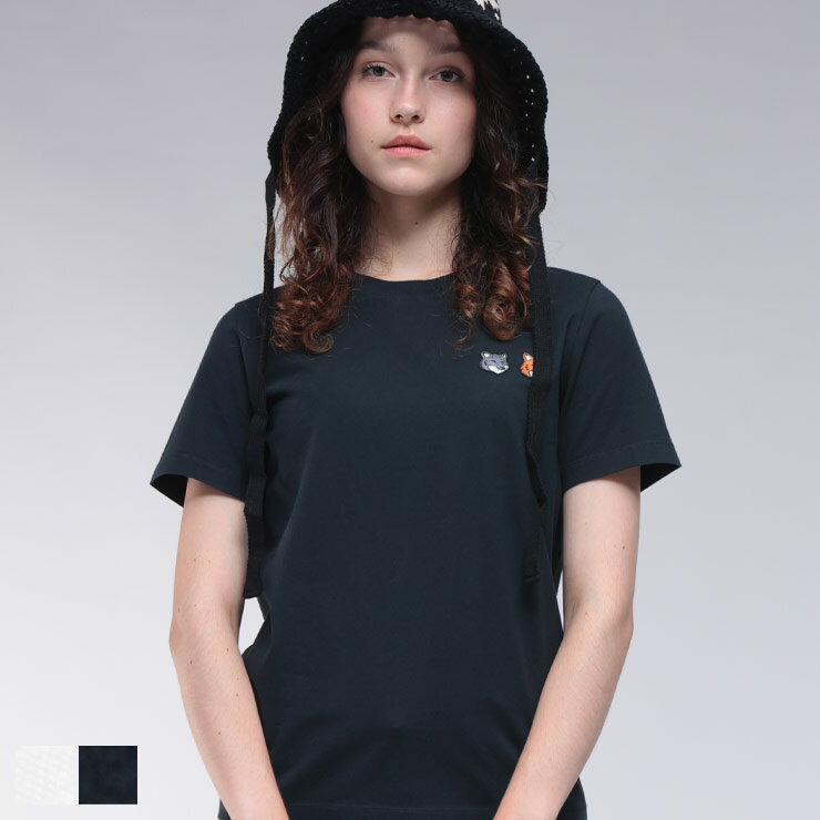 メゾン キツネ Maison Kitsune キツネ刺繍 クルーネック 半袖 Tシャツ DOUBLE BOLD FOX KNLW011CFKJ0008 ブランド レディース トップス Tシャツ コットン シンプル 春 夏