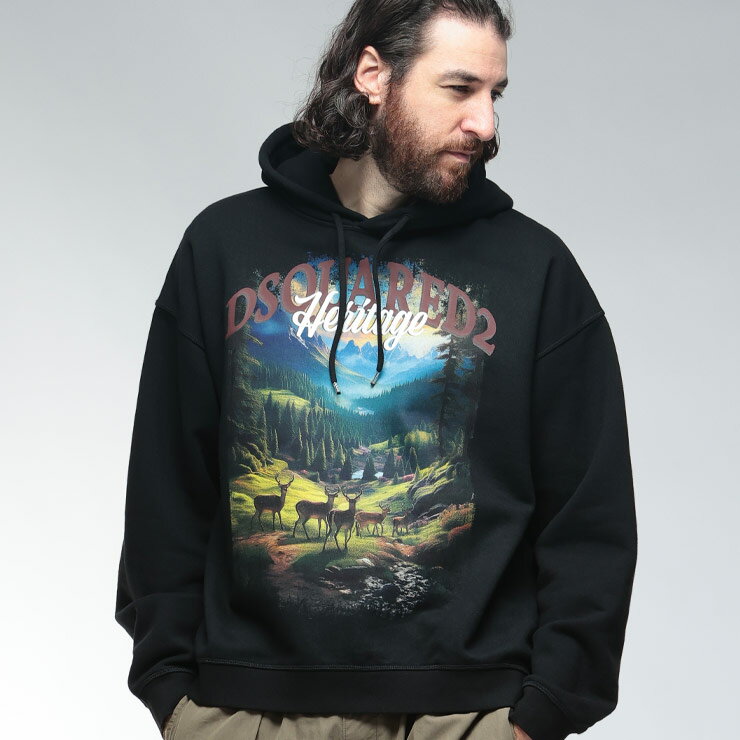 ディースクエアード パーカー トップス メンズ DSQUARED2 裏起毛 フロントプリント プルオーバー CANADA D2GU0899S25516 ブランド...
