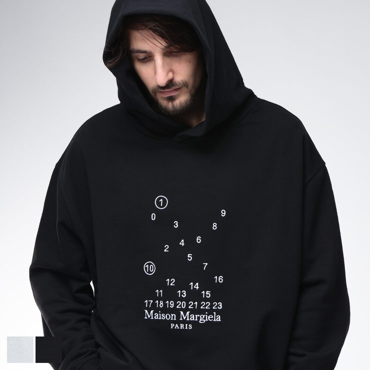 メゾン マルジェラ フーディ トップス Maison Margiela メンズ パーカー プルパーカー ランダムカレンダー 刺繍 ロゴ スウェット MEGU02...