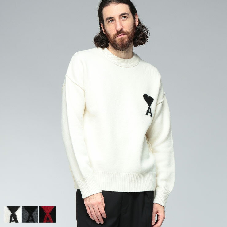 アミパリス ニット トップス AMI PARIS メンズ ロゴ クルーネック セーター プルオーバー Ami de Coeur AMH25UKS838018 ブ...