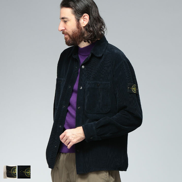 ストーンアイランド シャツ トップス STONE ISLAND メンズ コーデュロイ 長袖 ワークシャツ ポケット コール天 SI1200012S0212 ブラ...