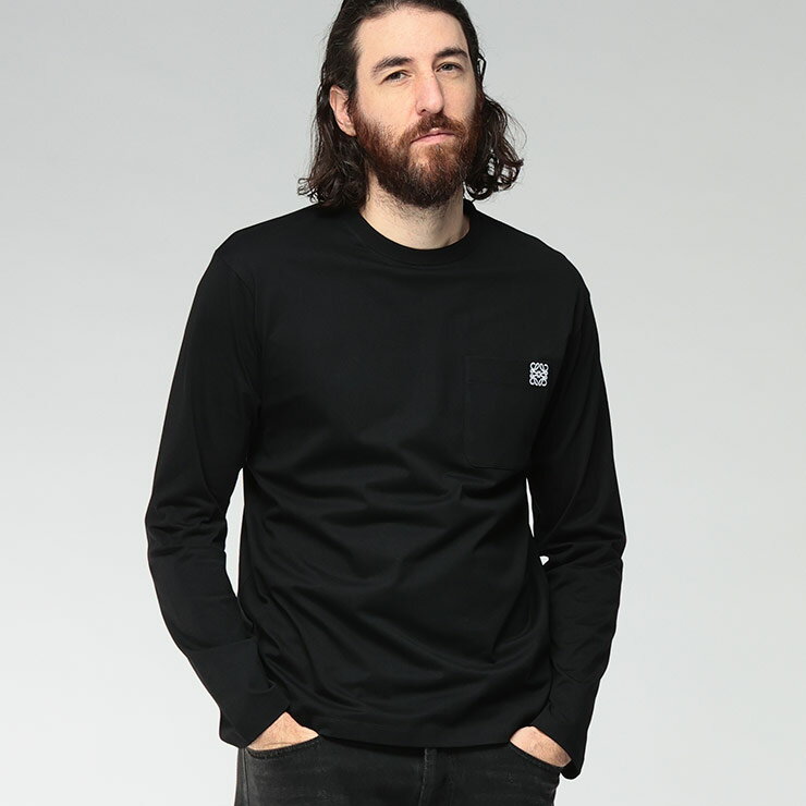 ロエベ LOEWE ワンポイントロゴ ポケット 長袖 Tシャツ LEH526Y24J04 ブランド メンズ 男性 トップス Tシャツ ポケT コットン クルーネ...