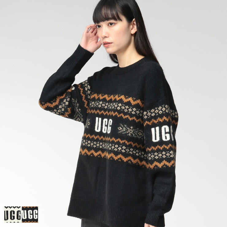 アグ ニット レディース UGG ライン ロゴ クルーネック セーター ニットプルオーバー KAELAN ケイラン UGGL1171483 ブランド トップス