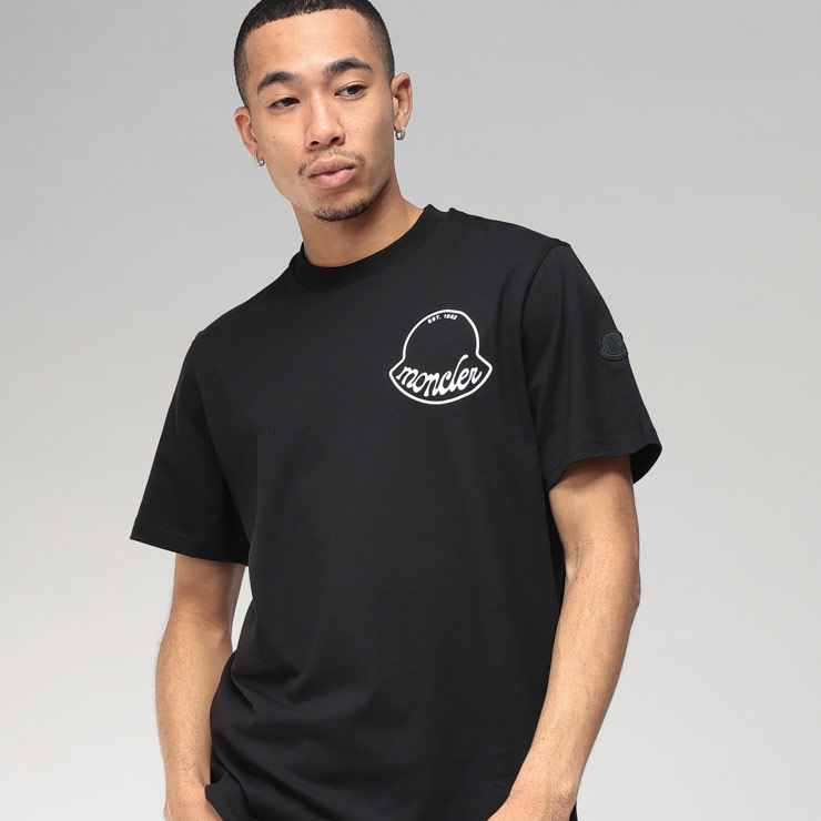 モンクレール Tシャツ メンズ MONCLER ロゴ エンボス アウトライン クルーネック 半袖 コットン Tシャツ カットソー MC8C0001389AJS ...