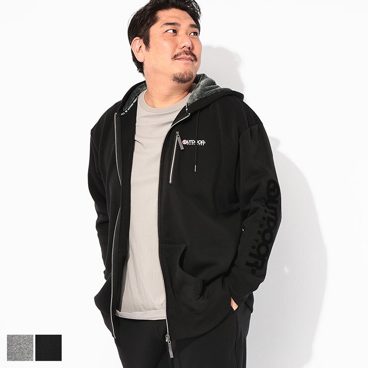 OUTDOOR PRODUCTS アウトドアプロダクツ スウェット パーカー 3L 4L 5L 6L 裏起毛 フルジップ トップス 大きいサイズ メンズ グレー ブラック