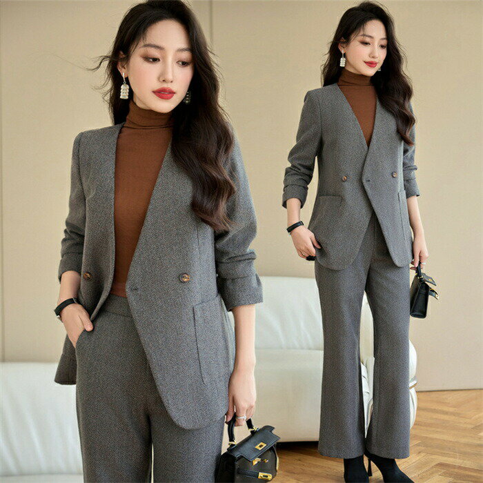 セットアップ レディース スーツ 2点セット パンツスーツ Vネック テーラードジャケット&ワイドパンツ レディーススーツ ビジネススーツ フォーマルスーツ セレモニースーツ 上下セット 入学式 卒業式 通学 高級 上品 OL 仕事 ママ 送料無料