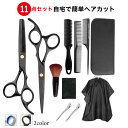 散髪はさみ ヘアカット セット スキバサミ 11点セット ハサミ すきばさみ セルフカット 理容ハサミ ヘア カット 黒 オシャレ 鋏 スキばさみ 散髪バサミ ...