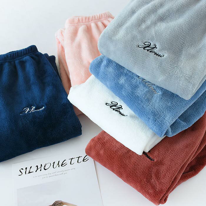 ルームウェアパンツ もこもこ パジャマ レディース メンズ ルームパンツ ウエストゴム ボトム パンツ 寝巻き ナイトウェア 暖かい ゆったり プレゼント ふわモコ
