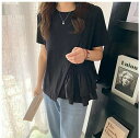 アシンメトリー Tシャツ レディース 半袖 カットソー フレア裾 春夏 プルオーバー コットン混 キレイめ 白 黒 トップス 綿混 女性らしい デザイン ブラウス チュニック 半袖Tシャツ 通勤 カジュアル キレイめ 大人可愛い