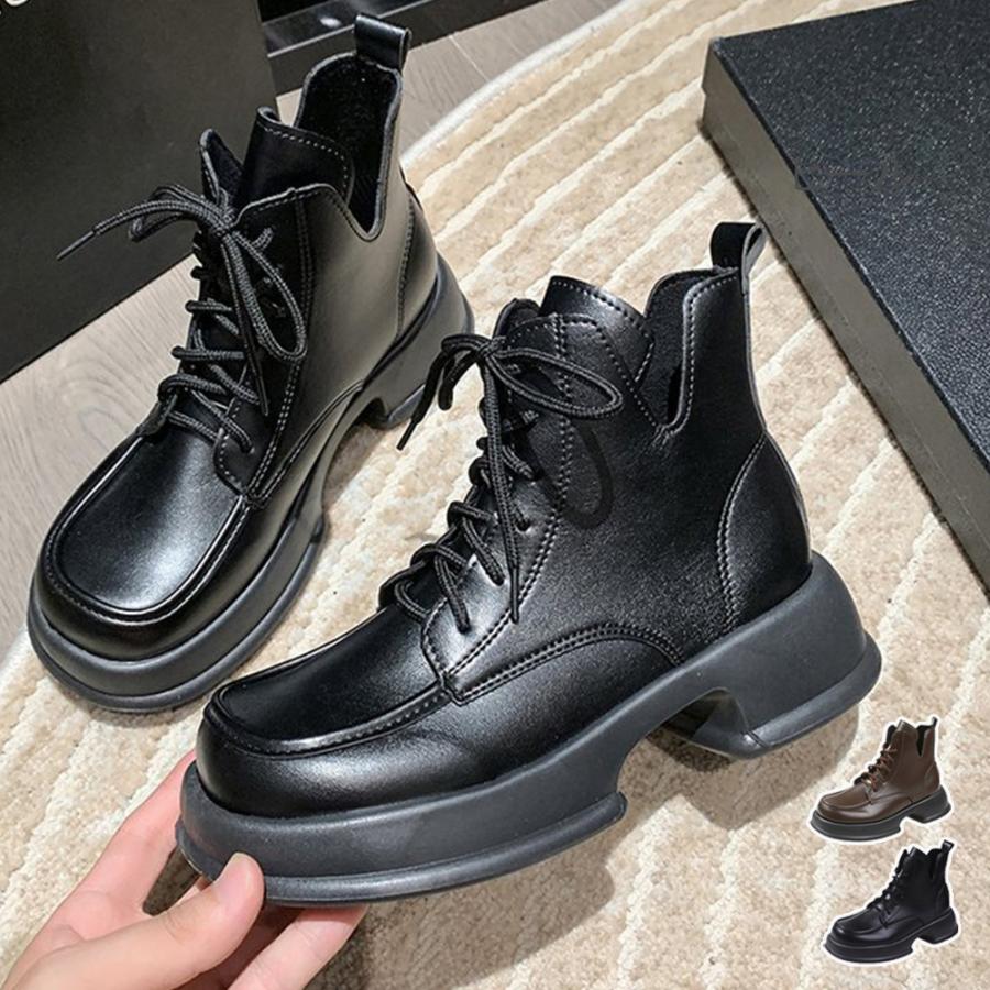 【楽天ス一パ一セ一ル】ショートブーツ 厚底 ワークブーツ 美脚