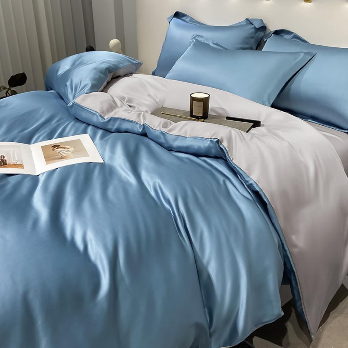 サテン 布団カバー ツルツル 北欧風 無地 シングル 可愛い 冷感 掛け布団カバー 寝具カバー おしゃれ ..