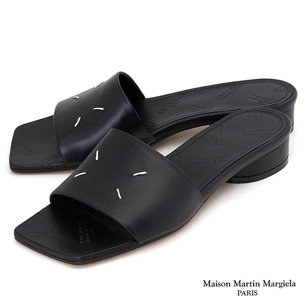 メゾン マルジェラ 4ステッチ ミュール サンダル ヒール S39WX0026 PR869 ローヒール ぺたんこ フラット スリッパ つっかけ ブラック 黒 レディース シューズ 靴 レザー 本革 イタリア製【送料無料】【楽天海外通販】【正規品】【ラッピング無料】