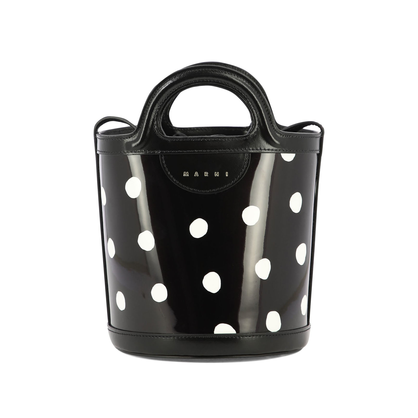 MARNI｜マルニ ポルカドット バケット バッグ SCMP0056U1 P6048 Black & White Polka Dot Patent Leather Tropicalia Mini Bucket Bag イタリア製