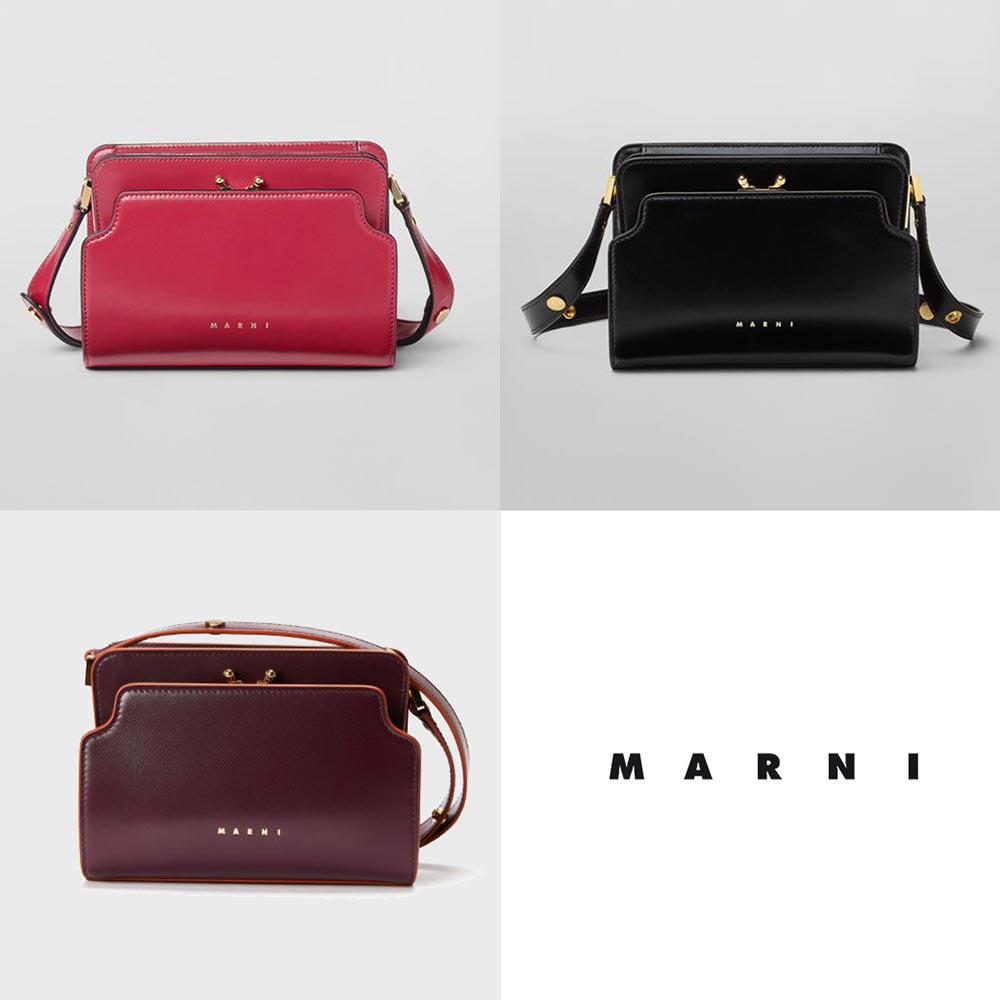 マルニ MARNI ナッパ カーフスキン バッグ TRUNK REVERSE MINI SBMP0035Y0 P2991 2way 定番 クラシック ハンド ショルダー レディース 肩掛け 斜めがけ 黒 ピンク ワイン 本革 通年アイテム レザー イタリア製【送料無料】【楽天海外通販】【正規品】